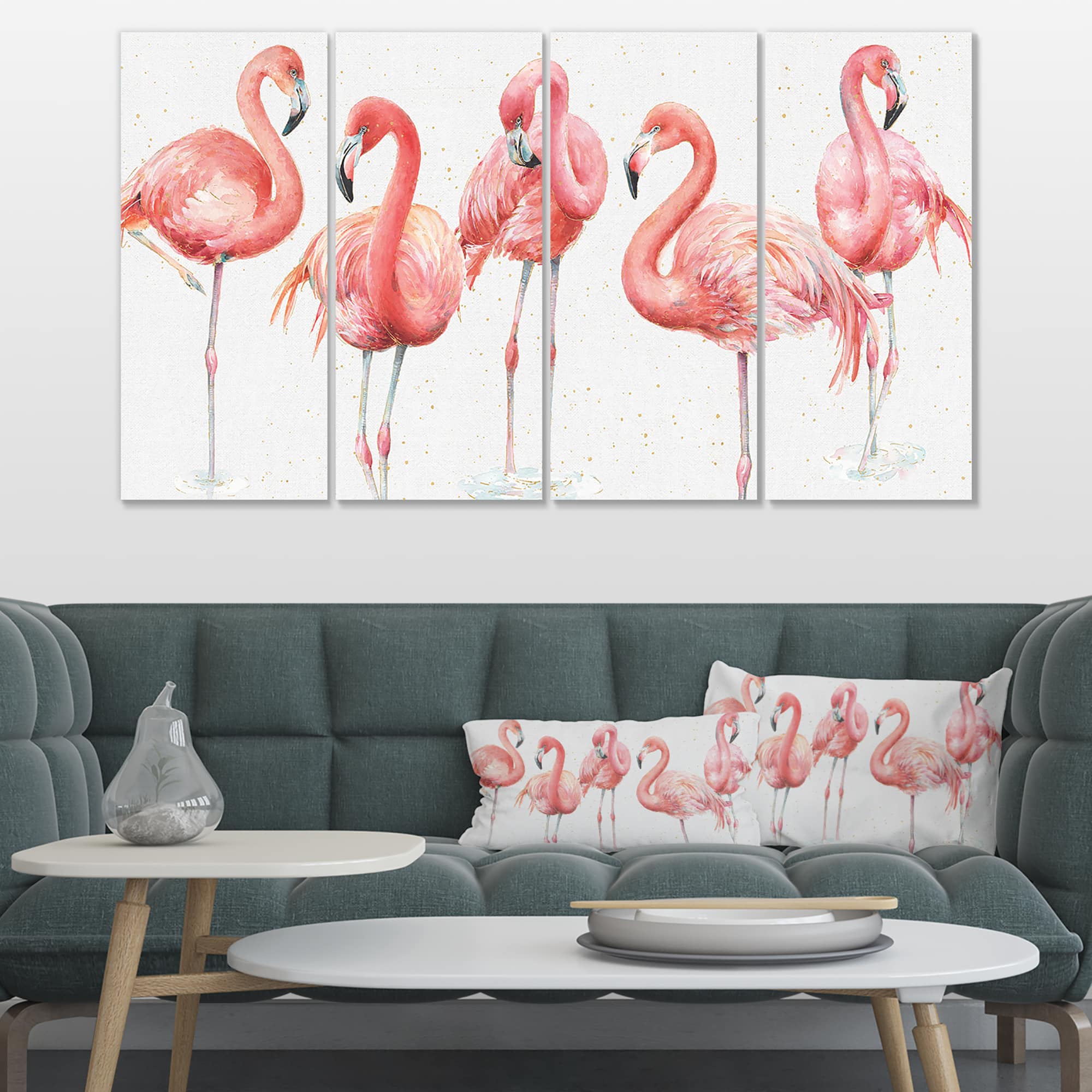 Designart - Gracefully Pink Shabby flamingo